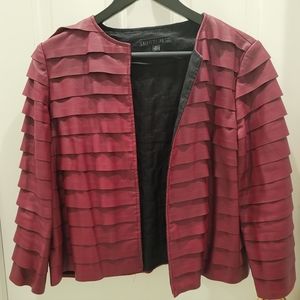 Lafayette 148 Burgundy Layered 100% Leather Jacket